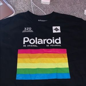 black cropped polaroid shirt